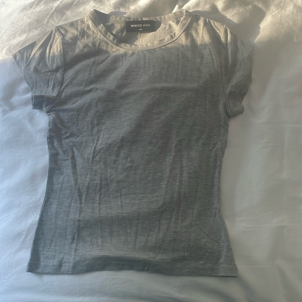 Grey white fox baby tee